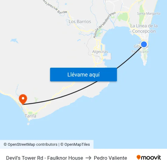 Devil's Tower Rd - Faulknor House to Pedro Valiente map