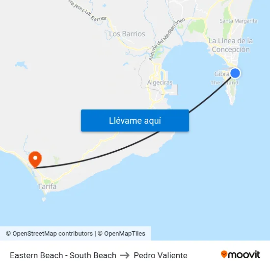 Eastern Beach - South Beach to Pedro Valiente map