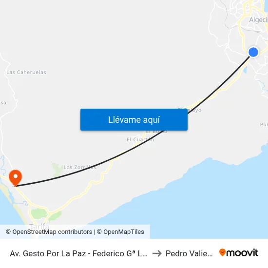 Av. Gesto Por La Paz - Federico Gª Lorca to Pedro Valiente map