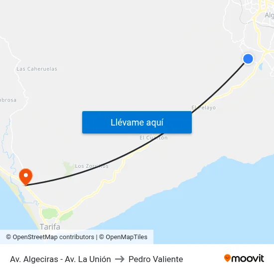 Av. Algeciras - Av. La Unión to Pedro Valiente map
