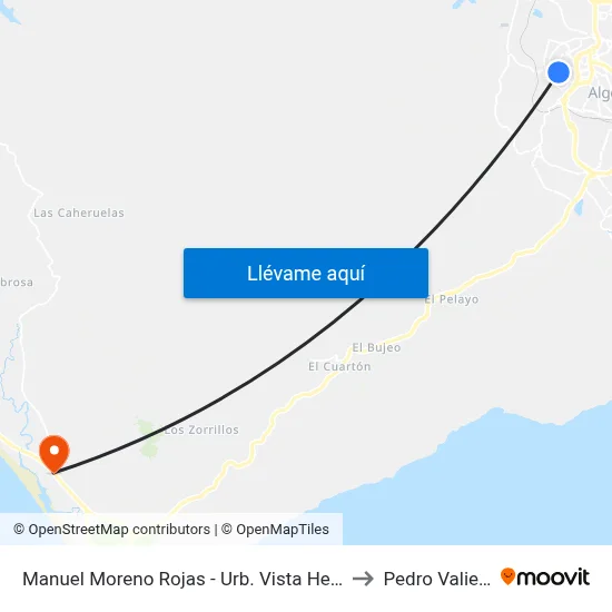 Manuel Moreno Rojas - Urb. Vista Hermosa to Pedro Valiente map