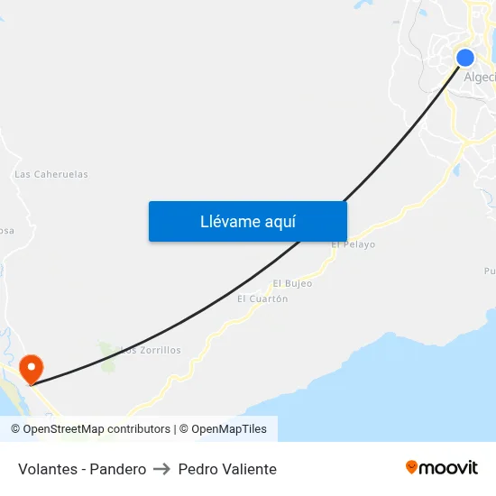 Volantes - Pandero to Pedro Valiente map