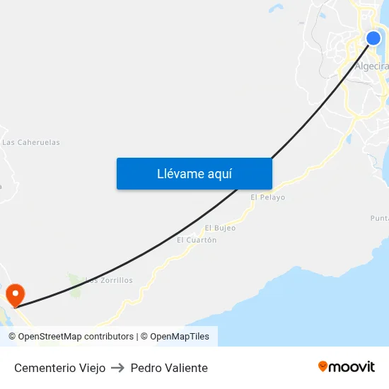 Cementerio Viejo to Pedro Valiente map