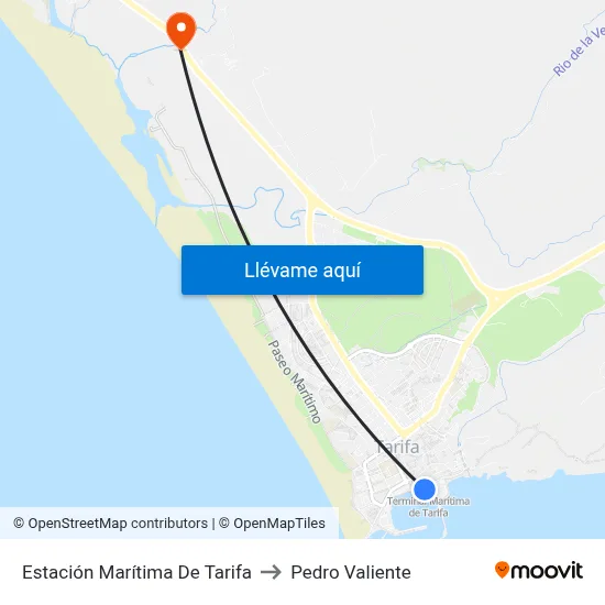Estación Marítima De Tarifa to Pedro Valiente map
