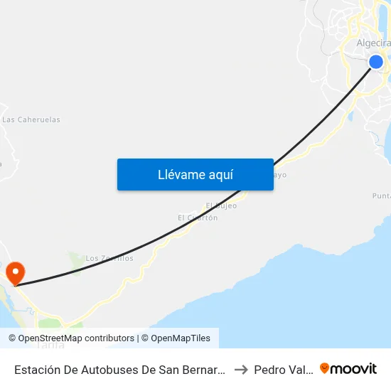 Estación De Autobuses De San Bernardo (Algeciras) to Pedro Valiente map