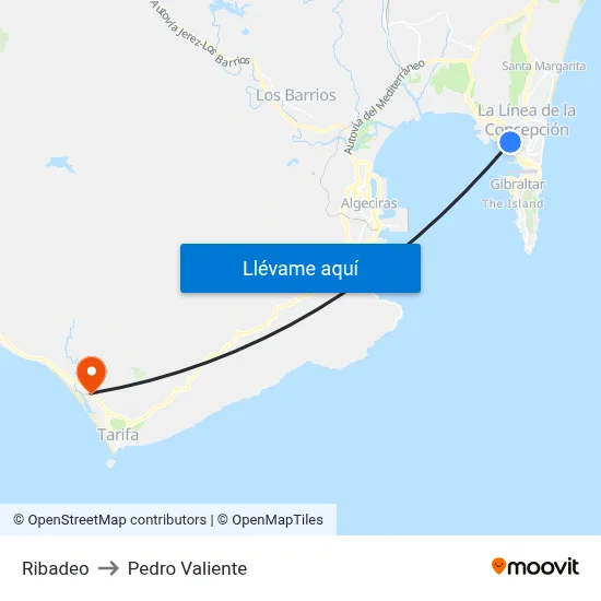 Ribadeo to Pedro Valiente map