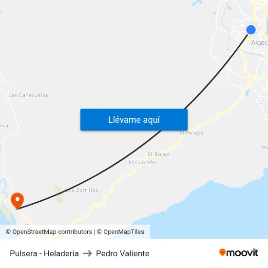 Pulsera - Heladería to Pedro Valiente map