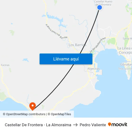 Castellar De Frontera - La Almoraima to Pedro Valiente map