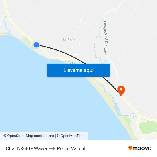 Ctra. N-340 - Wawa to Pedro Valiente map