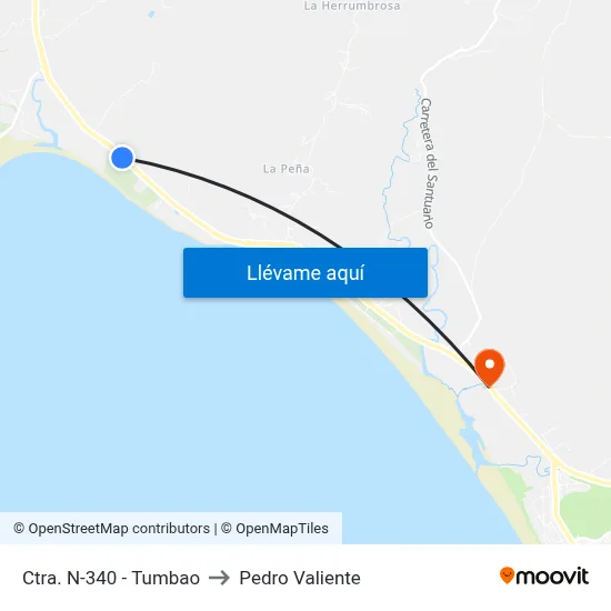 Ctra. N-340 - Tumbao to Pedro Valiente map