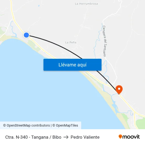 Ctra. N-340 - Tangana / Bibo to Pedro Valiente map