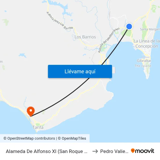 Alameda De Alfonso XI (San Roque Centro) to Pedro Valiente map