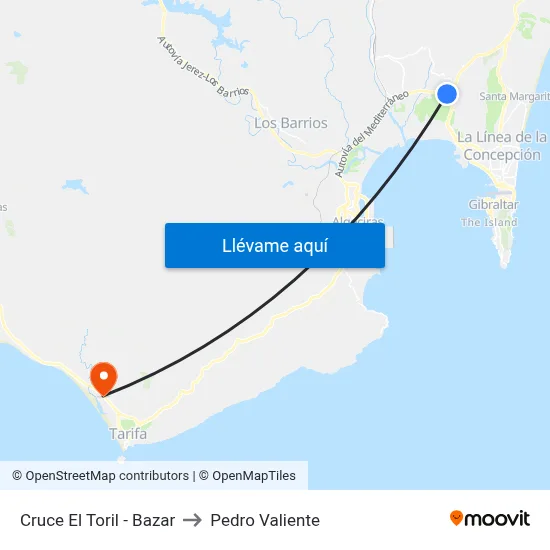Cruce El Toril - Bazar to Pedro Valiente map