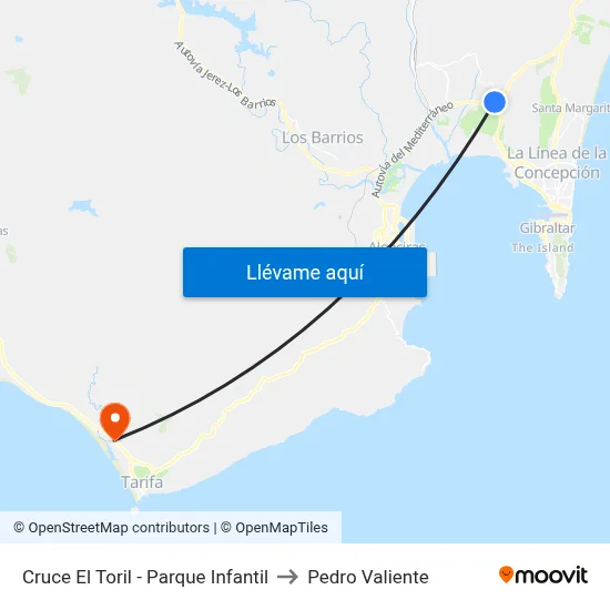 Cruce El Toril - Parque Infantil to Pedro Valiente map