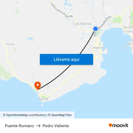 Puente Romano to Pedro Valiente map