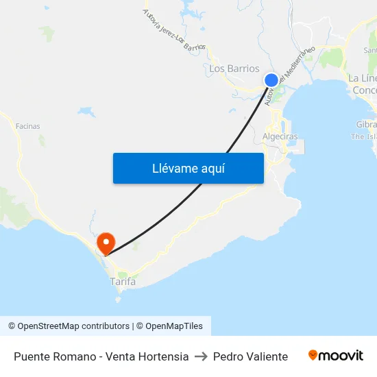 Puente Romano - Venta Hortensia to Pedro Valiente map