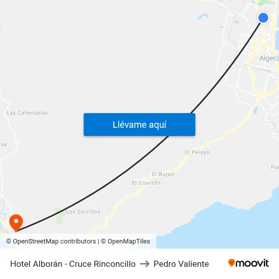 Hotel Alborán - Cruce Rinconcillo to Pedro Valiente map