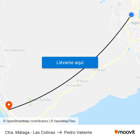 Ctra. Málaga - Las Colinas to Pedro Valiente map