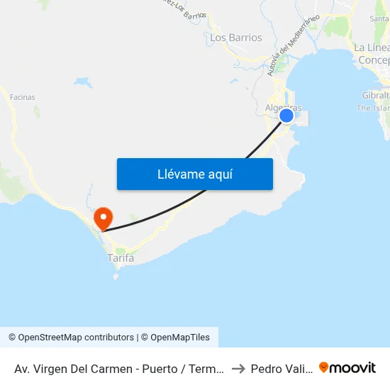 Av. Virgen Del Carmen - Puerto / Terminal Urbana to Pedro Valiente map