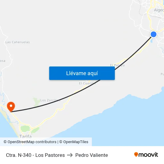 Ctra. N-340 - Los Pastores to Pedro Valiente map