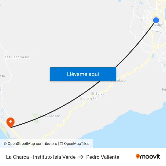 La Charca - Instituto Isla Verde to Pedro Valiente map