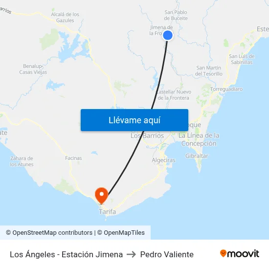 Los Ángeles - Estación Jimena to Pedro Valiente map