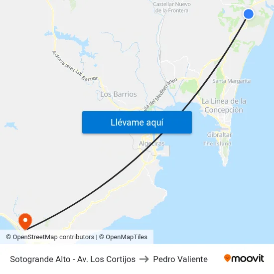 Sotogrande Alto - Av. Los Cortijos to Pedro Valiente map