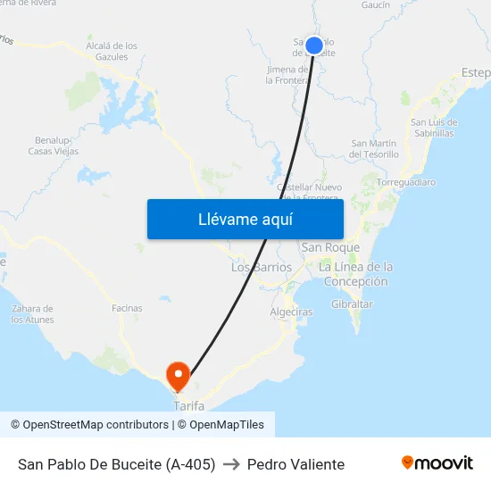 San Pablo De Buceite (A-405) to Pedro Valiente map