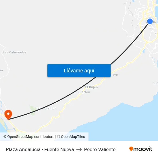 Plaza Andalucía - Fuente Nueva to Pedro Valiente map