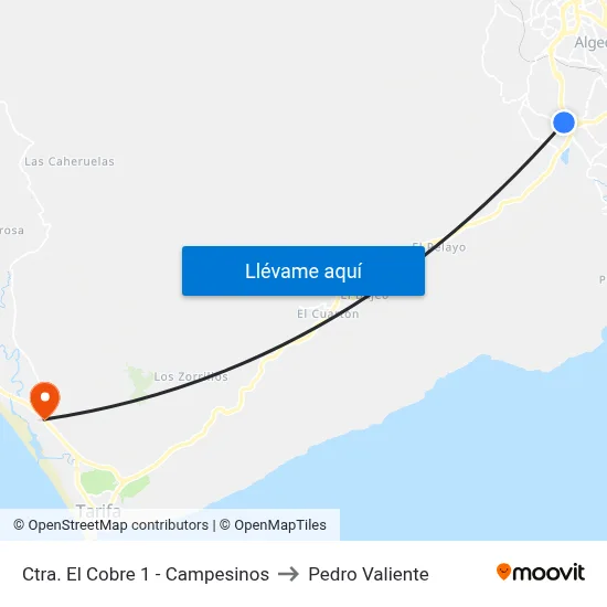 Ctra. El Cobre 1 - Campesinos to Pedro Valiente map