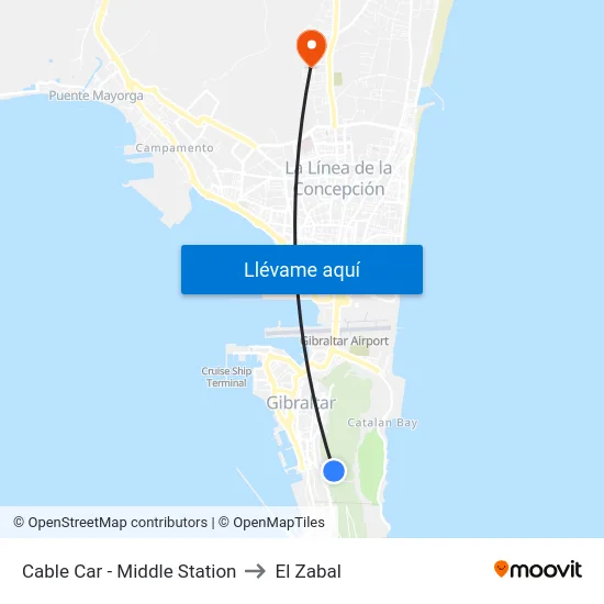 Cable Car - Middle Station to El Zabal map
