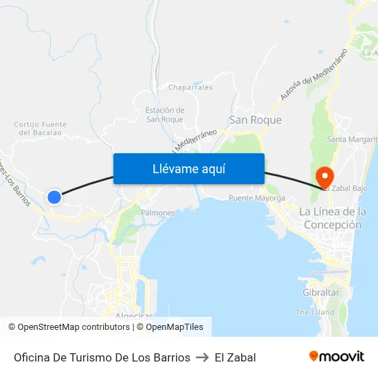 Oficina De Turismo De Los Barrios to El Zabal map