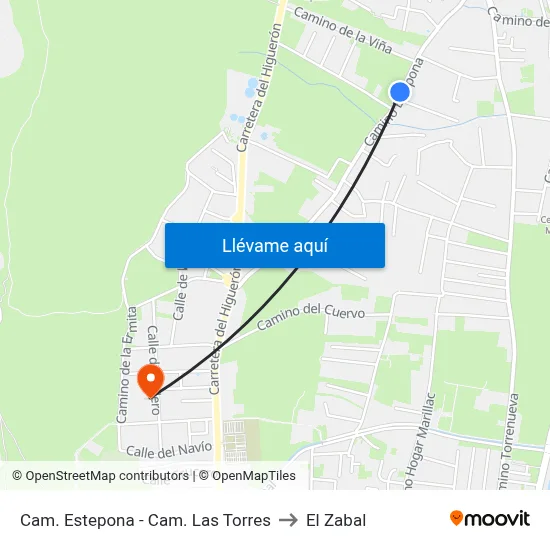 Cam. Estepona - Cam. Las Torres to El Zabal map