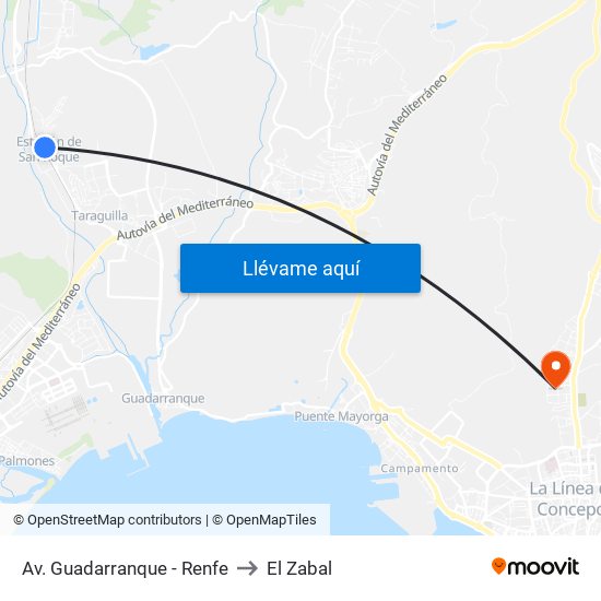 Av. Guadarranque - Renfe to El Zabal map
