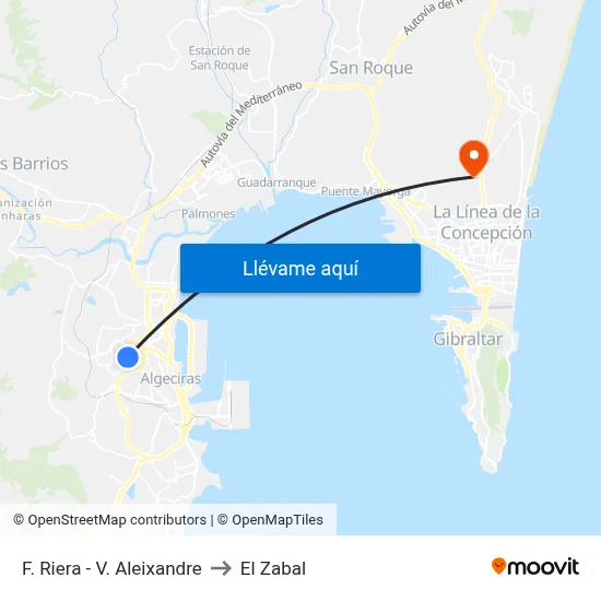 F. Riera - V. Aleixandre to El Zabal map