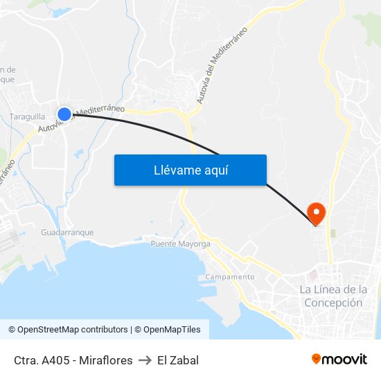 Ctra. A405 - Miraflores to El Zabal map