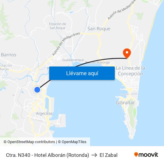 Ctra. N340 - Hotel Alborán (Rotonda) to El Zabal map