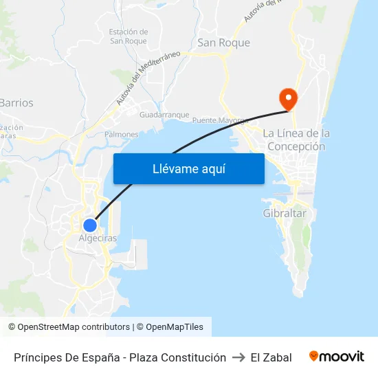 Príncipes De España - Plaza Constitución to El Zabal map