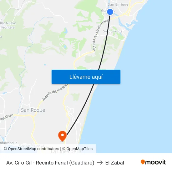 Av. Ciro Gil - Recinto Ferial (Guadiaro) to El Zabal map