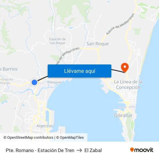 Pte. Romano - Estación De Tren to El Zabal map