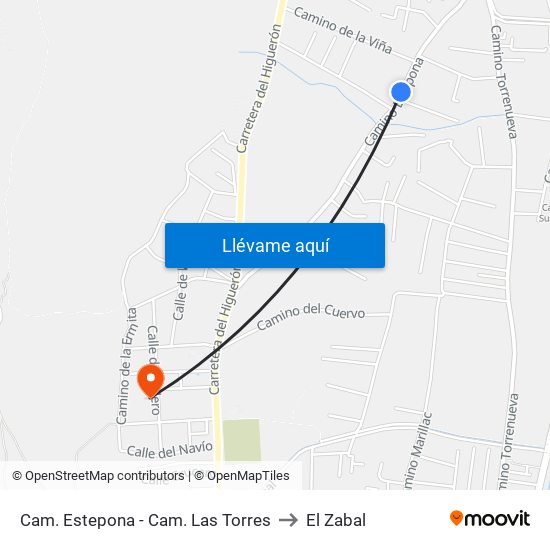 Cam. Estepona - Cam. Las Torres to El Zabal map