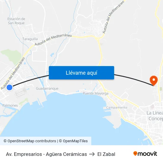 Av. Empresarios - Agüera Cerámicas to El Zabal map