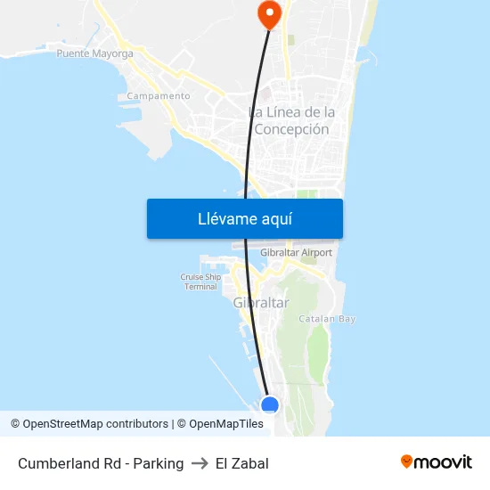 Cumberland Rd - Parking to El Zabal map