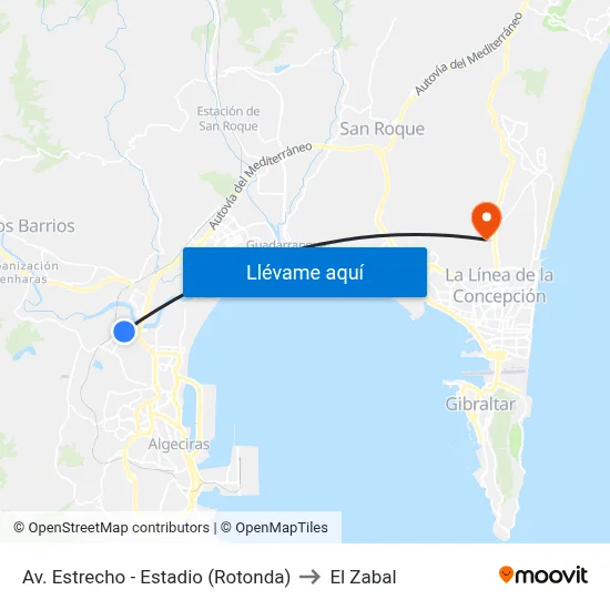 Av. Estrecho - Estadio (Rotonda) to El Zabal map