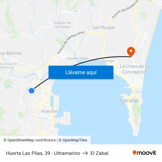 Huerta Las Pilas, 39 - Ultramarino to El Zabal map