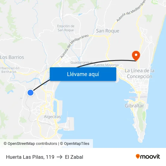 Huerta Las Pilas, 119 to El Zabal map