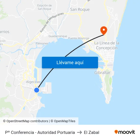 Pº Conferencia - Autoridad Portuaria to El Zabal map