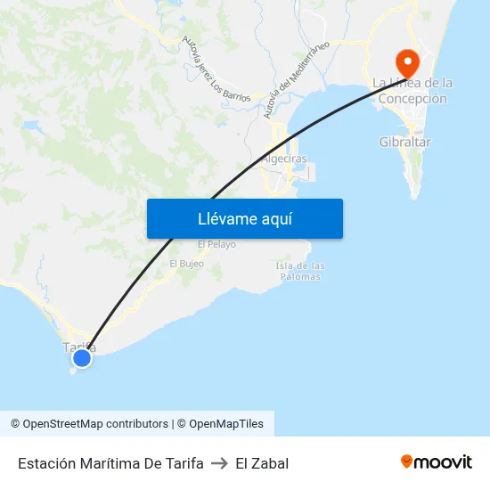 Estación Marítima De Tarifa to El Zabal map
