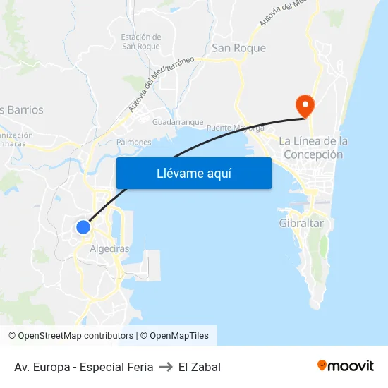 Av. Europa - Especial Feria to El Zabal map