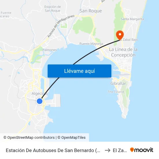 Estación De Autobuses De San Bernardo (Algeciras) to El Zabal map